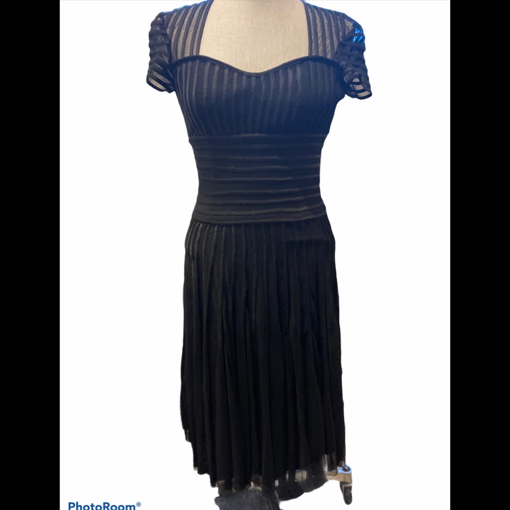 Js Collections Sz2 Black Sewn Stripe Design Dress - image 2
